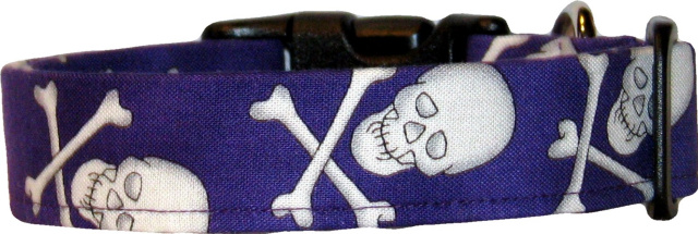 Skulls on Purple Handmade Dog Collar